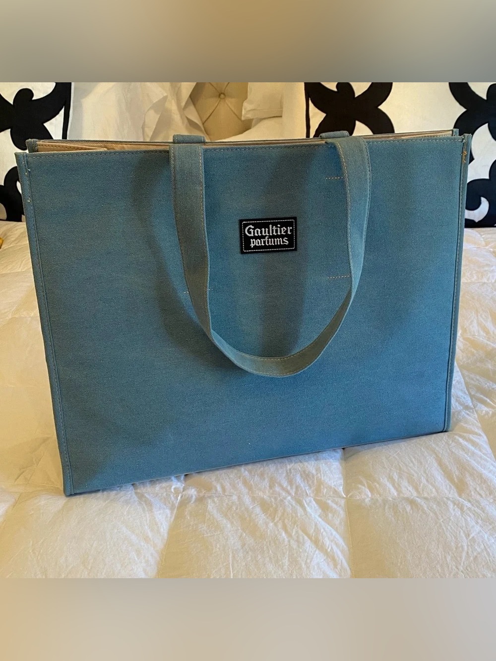 Jean Paul Gaultier Parfumes Blue Canvas tote bag